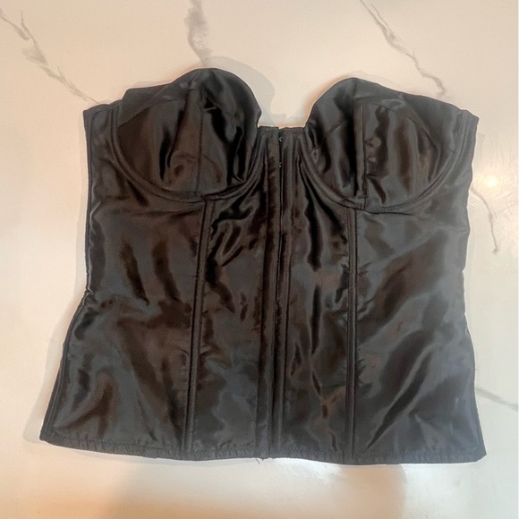 VTG Indie Sleaze Fredrick’s of Hollywood Black Lace Corset Bustier Satin 38C - Picture 6 of 9